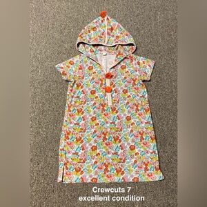 Crewcuts Floral Hooded Short Sleeve Swim Cover Up - Pink, Orange, Green, Blue